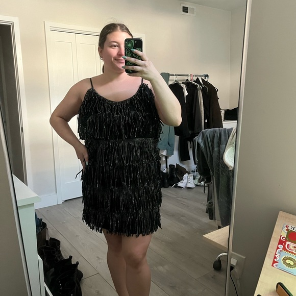 Black and silver fringe mini dress - Picture 6 of 6